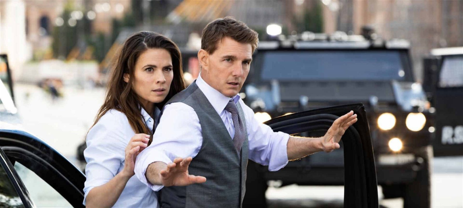 Tom Cruise och Hayley Atwell i Mission: Impossible - Dead Reckoning Part One. Foto: Paramount Pictures.
