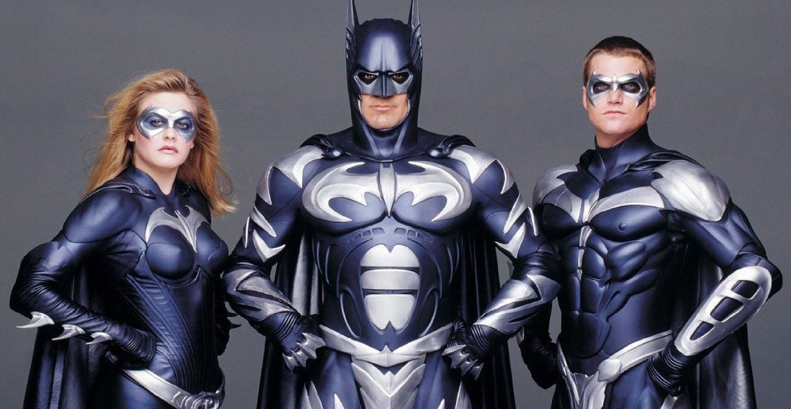 Bild på Alicia Silverstone, George Clooney och Chris O'Donnell i Batman & Robin.