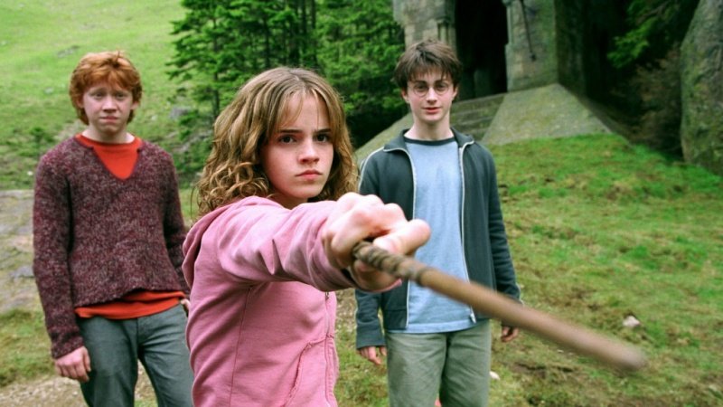 Ron, Hermione och Harry Potter i "Harry Potter och fången från Azkaban"
