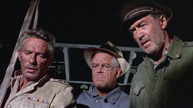 Peter Finch, Dan Duryea och James Stewart i The Flight of the Phoenix (1965)