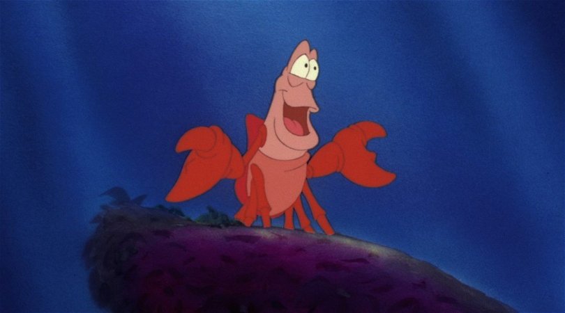 Krabban Sebastian från filmen Den lilla sjöjungfrun. Disney klassiska karaktärer.