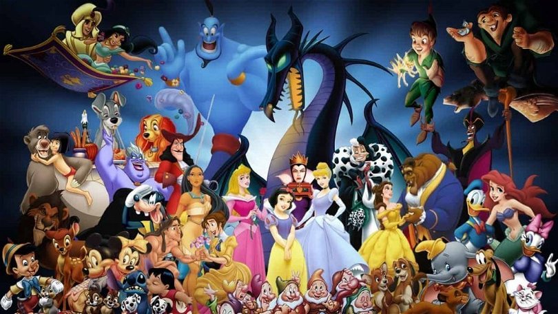 Här har vi en bild på alla Disney-karaktärer 