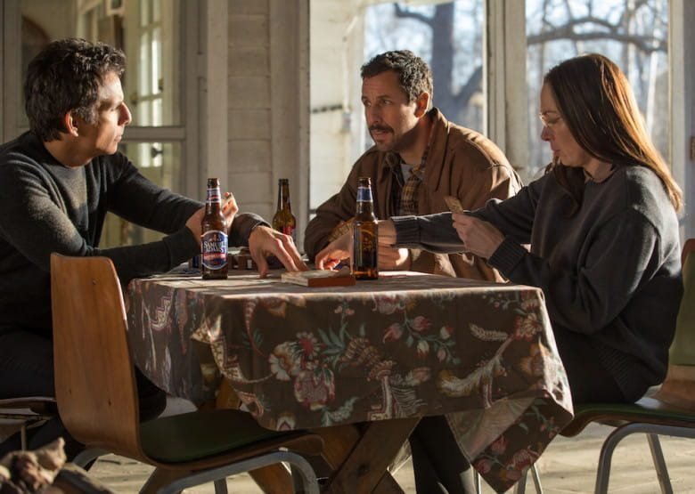 Ben Stiller, Adam Sandler och Elizabeth Marvel i "The Meyerowitz Stories"