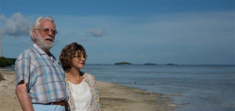 Från "En sista semester". Ett par står på en strand och tittar ut mot havet.