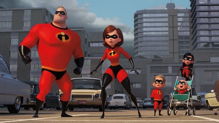 Superhjältefamiljen i Brad Birds "Superhjältarna 2" från Pixar.