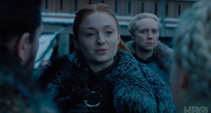 Sophie Turner som Sansa Stark och Gwendoline Christie som Brienne