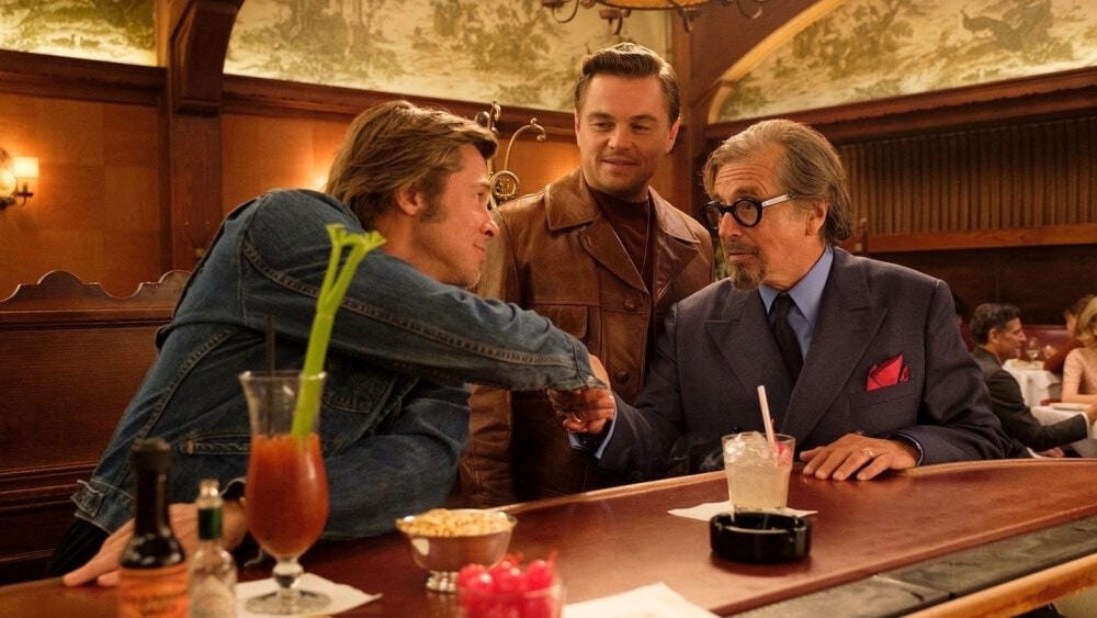 Brad Pitt, Leonardo CiCaprio och Al Pacino i Once Upon a Time... in Hollywood.