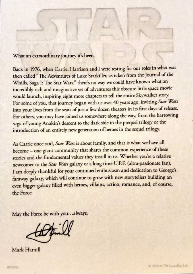 Mark Hamills öppna brev till fansen. 