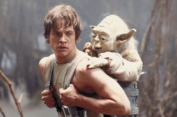 Luke Skywalker och Yoda i "Star Wars: Rymdimperiet slår tillbaka". 