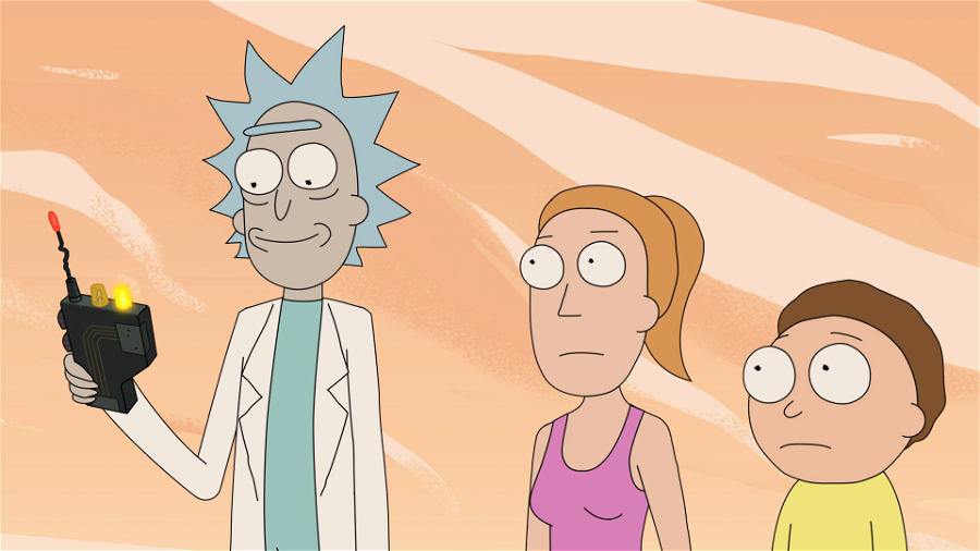 Bild på Rick, Summer och Morty i Adult Swims serien Rick and Morty. 