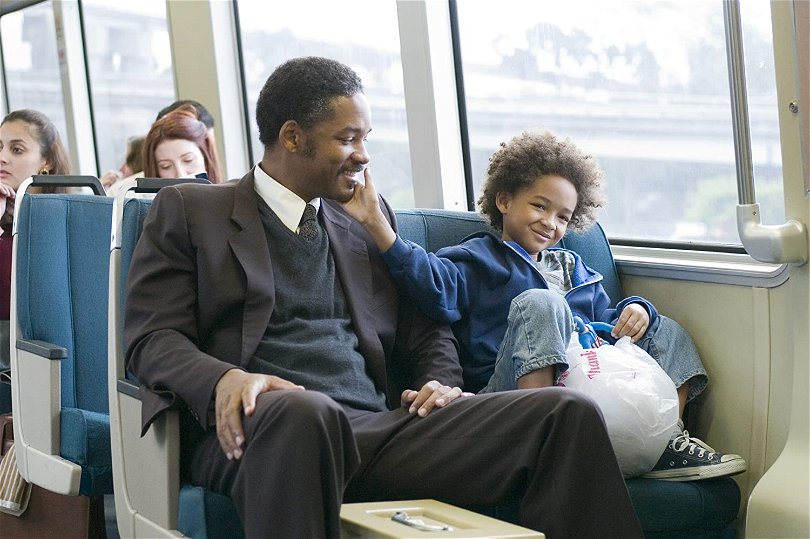 Will Smith med sonen Jaden Smith i filmen Jakten på lycka
