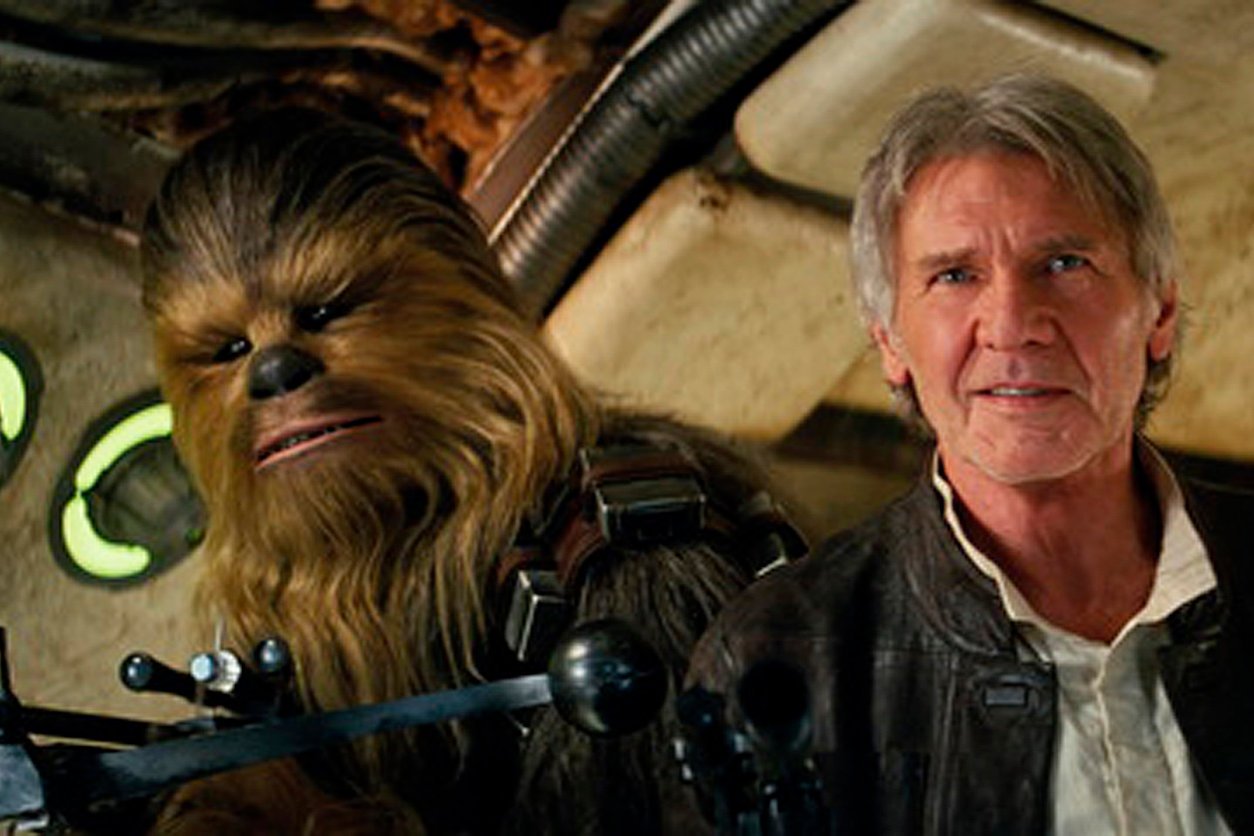 Peter Mayhew med Harrison Ford i Star Wars