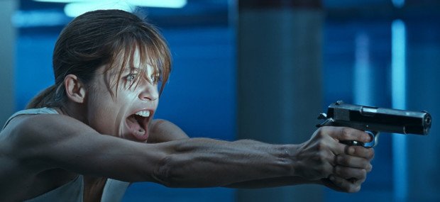 Linda Hamilton som Sarah Connor i Terminator 2 - Domedagen. Foto: TriStar Pictures.