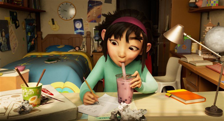 Bild på huvudkaraktären Fei Fei i den animerade Netflix-filmen Till månen och tillbaka. 