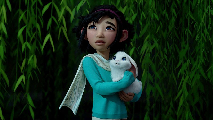 Bild på huvudkaraktären Fei Fei i den animerade Netflix-filmen Till månen och tillbaka. 