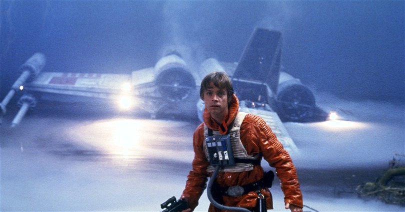 Rebellen Luke Skywalker framför sitt X-Wing-skepp i "Rymdimperiet slår tillbaka".