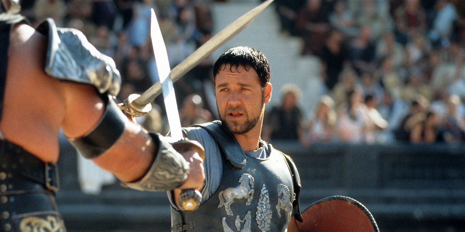 Russell Crowe som Maximus i Gladiator från 2000. Foto: United International Pictures.