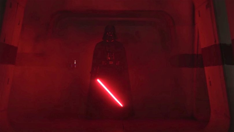 Darth Vader i Rogue One är till och med ännu läskigare i det röda skenet. Foto: Walt Disney Studios Motion Pictures.