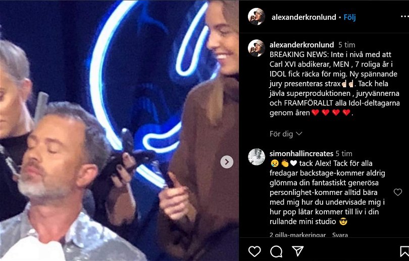 Alexander Kronlund hoppar av Idol – lämnar tillsammans med Kishti Tomita